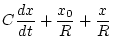 $\displaystyle C\frac{dx}{dt}+\frac{x_0}{R}+\frac{x}{R}$