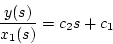 \begin{displaymath}
\frac{y(s)}{x_1(s)}=c_2s+c_1
\end{displaymath}