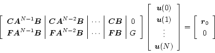 \begin{displaymath}
\left[ \begin{array}{c\vert c\vert c\vert c\vert c}
\mbox{...
...n{array}{c}
\mbox{\boldmath$r$}_0 \\
0
\end{array} \right]
\end{displaymath}