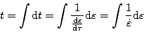 \begin{displaymath}
t = \int\mathrm{d}t =
\int\frac{1}{\frac{\mathrm{d}\vareps...
...silon =
\int \frac{1}{\dot{\varepsilon}}\mathrm{d}\varepsilon
\end{displaymath}